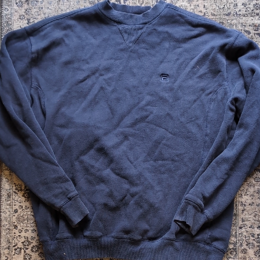 Vintage Fila Navy Blue Crew Neck Active Wear Sweater Shirt